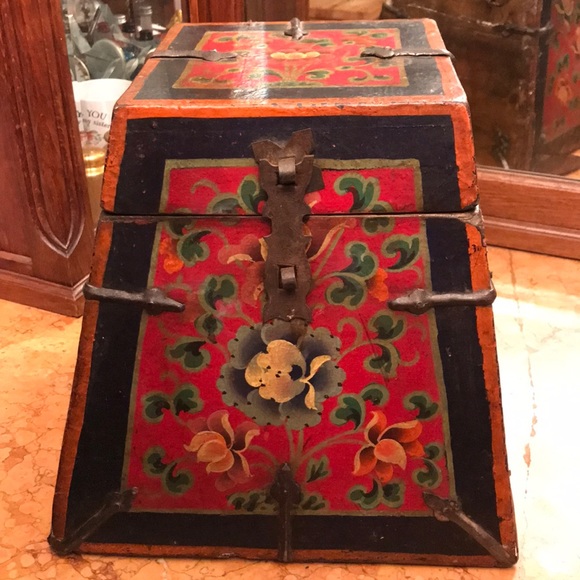 Antique Other - Antique painted wooden rice box